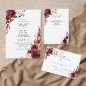 Elegant Boho Burgunder Herbst Blumen QR CODE RSVP Karte (Personalisiere diese Kollektion eines unabhängigen Creators.)
