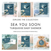 Printable Sea You Soon Whale Baby Shower Turquoise Poster