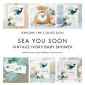 Sea You Soon Ocean Whale Teal Ivory Baby Shower Pappteller