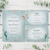 Küste | Beach Blue Seashells Brautparty Einladung (Personalisiere diese Kollektion eines unabhängigen Creators.)