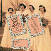 Peach, Green, Brown Chintz Save the Date Postcard Postkarte