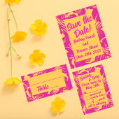 Exotische Magenta-Hochzeit der 1940er Jahre Einladung