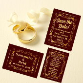 Gold über Burgund Art Déco Hochzeit Programm