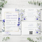 Sade Royal Blue Ivory Wedding Website QR Code Begleitkarte (Personalisiere diese Kollektion eines unabhängigen Creators.)