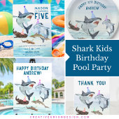 Shark Birthday Pool Party Stickers