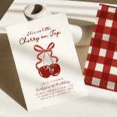 Plaid Gingham Cherry Girls Birthday Pappteller