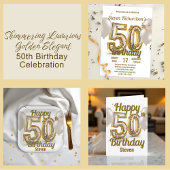 Elegant Gold Confetti und Balloons 50. Geburtstag Postkarte