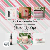 Classic Christmas Green Red Stripes Geschenkanhänger