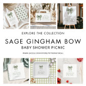 Budget Sage Gingham Bow Baby Shower Picnic