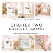 Chapter Two Bear Books Girl 2nd Birthday Thanks Quadratischer Aufkleber