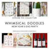 Whimsical Doodles Black Text Happy New Year 2026 Banner