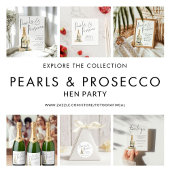 Modern Script Pearls Prosecco Cheers Hen Party Schaumweinetikett