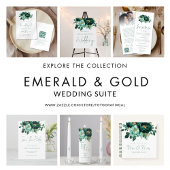Emerald Gold Blume QR Code Hochzeit Save The Date