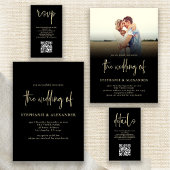 Modernes Gold Script QR Code Hochzeit Save The Date