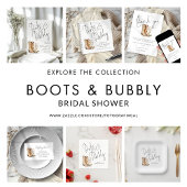 Elegantes Skriptstiefel und Bubbly-Brautparty Pappteller