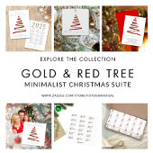 Gold Red Ribbon Tree Name Merry Christmas Runder Aufkleber