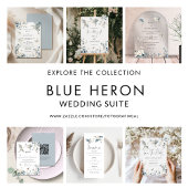 Moderne Blue Heron Pastel Blätter Wedding Save The Date