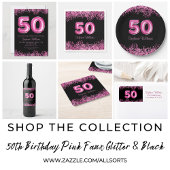 50. Geburtstag Hot Pink Ballon Schriftart Imitate  Button