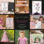 Alberne Gänse Familie Pink & Bow 1. Geburtstag Serviette