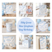Dummer Gans Blaukarierter Jungengeburtstag Banner