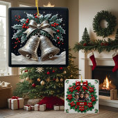 Silver Bells Rotes Ribbon Imitate gestanzt Glas Fensteraufkleber