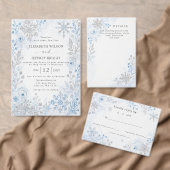 Silberblaue Schneeflocken-Blumen-Winter-Hochzeitsf Save The Date (Personalisiere diese Kollektion eines unabhängigen Creators.)