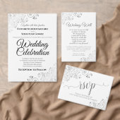 Elegante Silver Gray Lace Formal White Wedding Einladung (Personalisiere diese Kollektion eines unabhängigen Creators.)