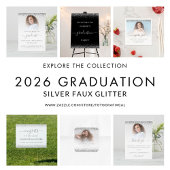 Trendy Silver Glitzer Welcome Graduation Party Poster