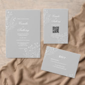 Silver White Corner Floral Boho Wedding Programm (Personalisiere diese Kollektion eines unabhängigen Creators.)
