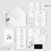 Elegantes Schwarz-Weiß-Hochzeitsprogramm Programm