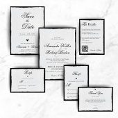 Einfache Minimalistische Angaben QR-Code in Schwar Begleitkarte