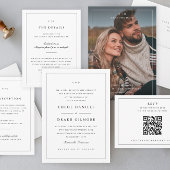 Einfache Schwarz-Weiß-QR-Hochzeit RSVP Karte