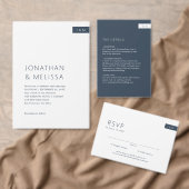 Klassische formale Hochzeit von blauem und weißem Einladungsbanderole (Personalisiere diese Kollektion eines unabhängigen Creators.)