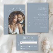 Einfache, blaue Elegant Monogram Classic Wedding Einladung