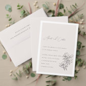 Elegant schlicht mit Line Art Blume & Border Einladung (Personalisieren Sie die Kollektion dieses unabhängigen Creators. Test)