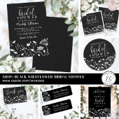 Schwarze elegante Wildblume Dankeskarte