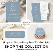 Elegant Dusty Blue Simple Calligraphy Wedding  Menükarte