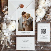 Einfaches elegantes Text | Boho Wedding QR Code RSVP Karte