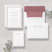 Einfache Dusty Rose Rosa Weißes Hochzeitmenü Elega Menükarte