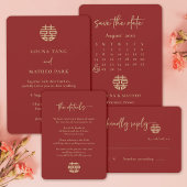 Einfache Minimalistische moderne chinesische Rothe Einladung