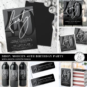 Modern Black 40th Birthday Party Banner
