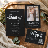 Simple Modern Minimalist Photo Wedding  Dankeskarte