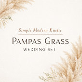 Simple Modern Rustic Pampas Grass Wedding Einladung