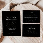 Einfache Schwarze Moderne Hochzeit Einladung