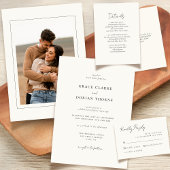 Elegante, einfache, ivorische, neutrale Hochzeit Save The Date