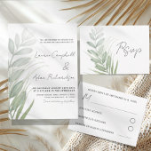 Budget Simple Foliage Green Wedding Einladung