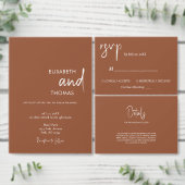 Minimalistische Kalligraphie Hochzeit Terrakotta Begleitkarte (Personalisiere diese Kollektion eines unabhängigen Creators.)