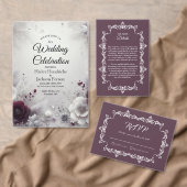 Snow-Kissed Plum and Ivory Floral Save the Date (Personalisiere diese Kollektion eines unabhängigen Creators.)