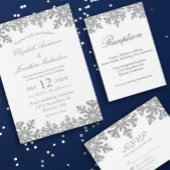 Silver Snowflake Winter Probe Dinner Pergament Einladungen