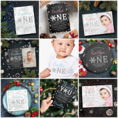 Snowflake Winter Chalkboard 1. Geburtstag Dankeskarte